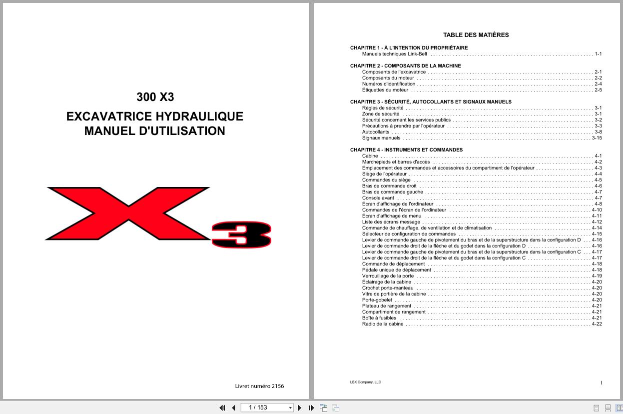 Link Belt Excavator 300X3 Operator Manual 2156 2011 FR (1)