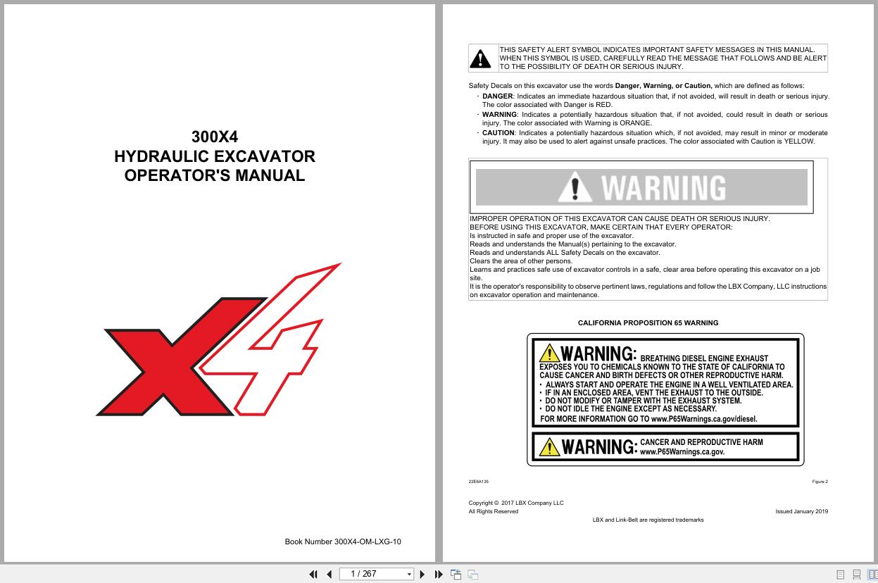 Link Belt Excavator 300X4 Operator Manual 300X4 OM LXG 10 2019 (1)