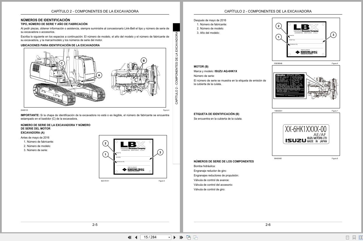 Link Belt Excavator 350X4 350X4 LF Operator Manual 350X4 OM LXG 00 ES 2019 ES (2)