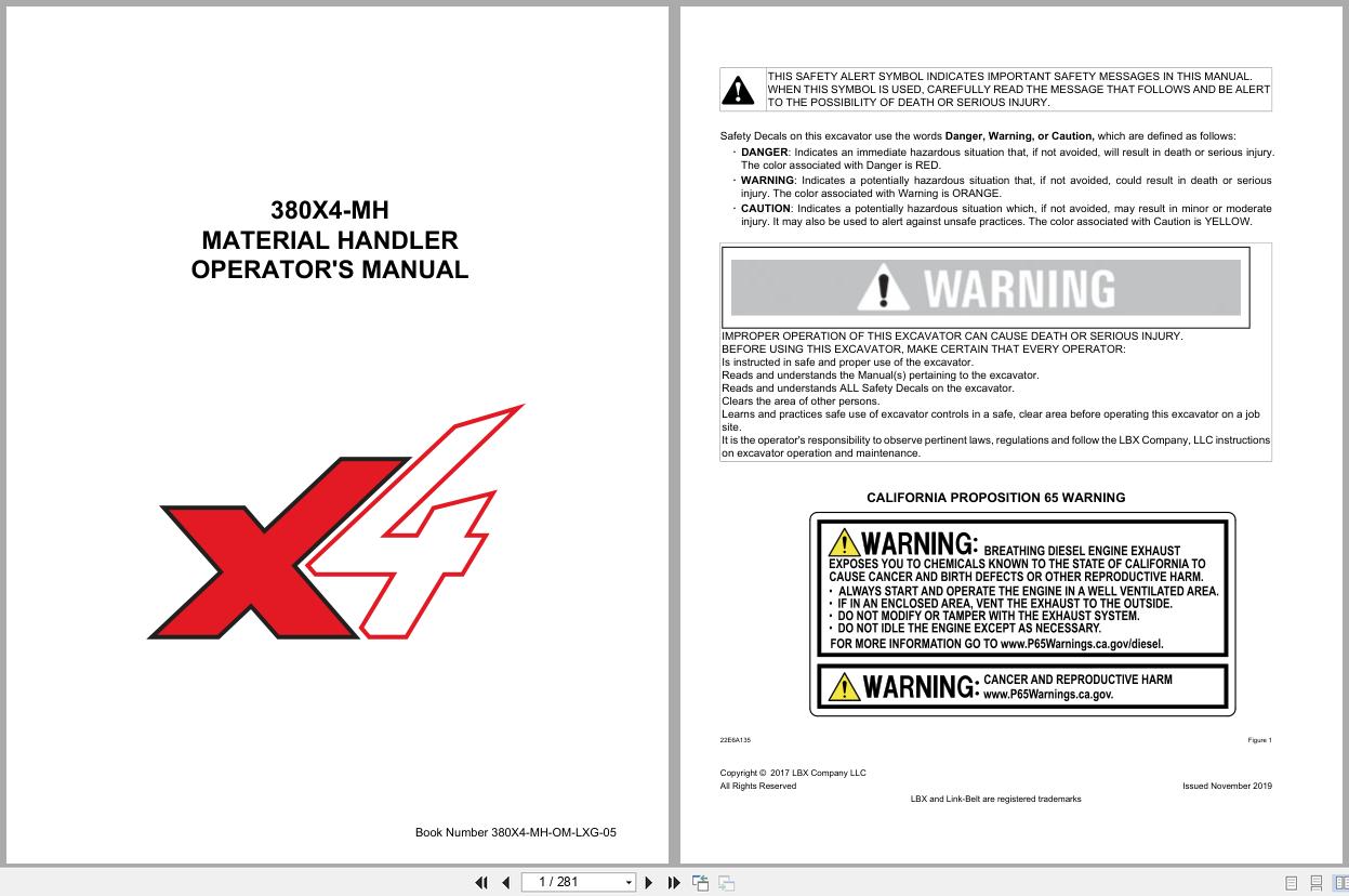 Link Belt Excavator 380X4 MH Operator Manual 380X4 MH OM LXG 05 2019 (1)