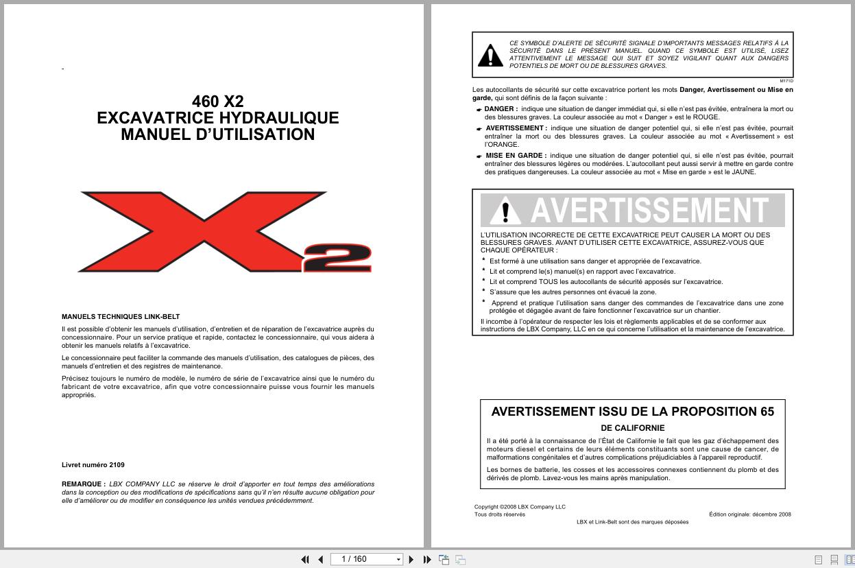 Link Belt Excavator 460X2 Operator Manual 2109 2008 FR (1)