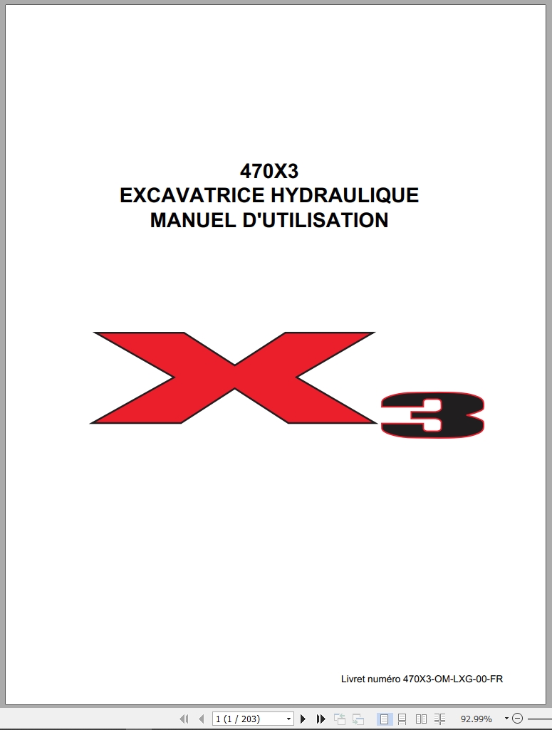 Link Belt Excavator 470X3 Operator Manual 470X3 OM LXG 00 FR 2011 FR (1)