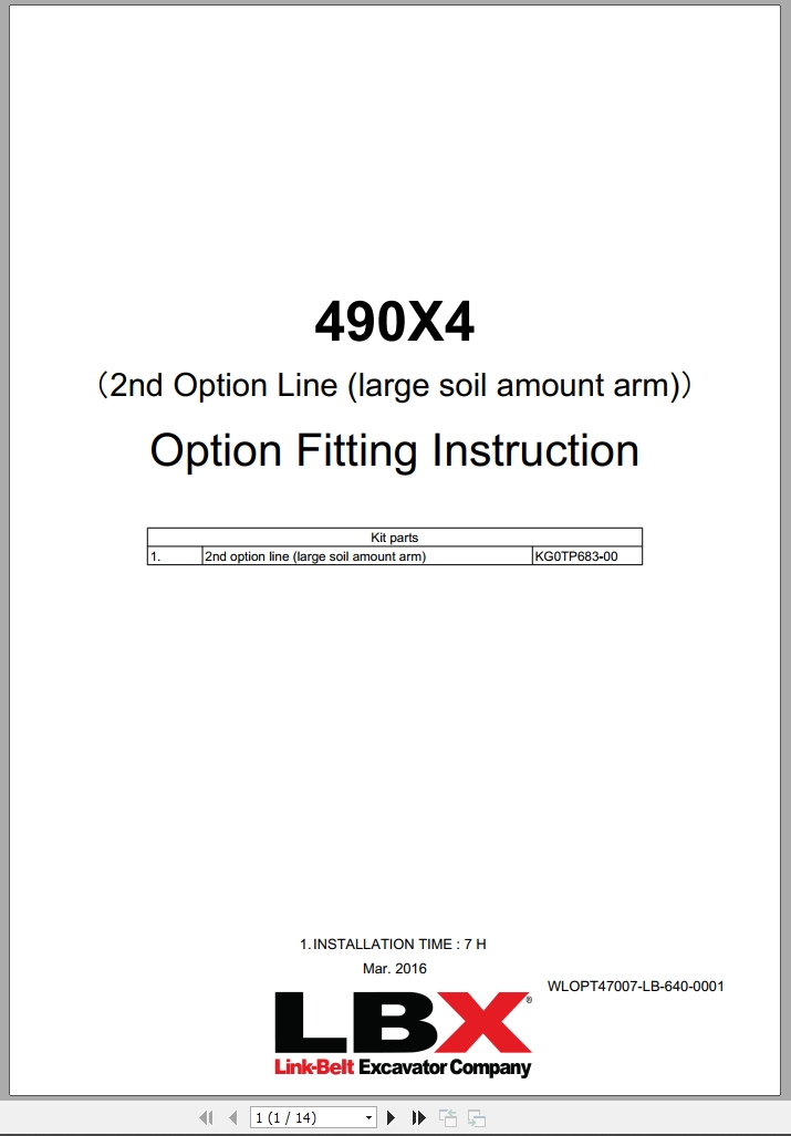 Link Belt Excavator 490X4 Field Kits (2)