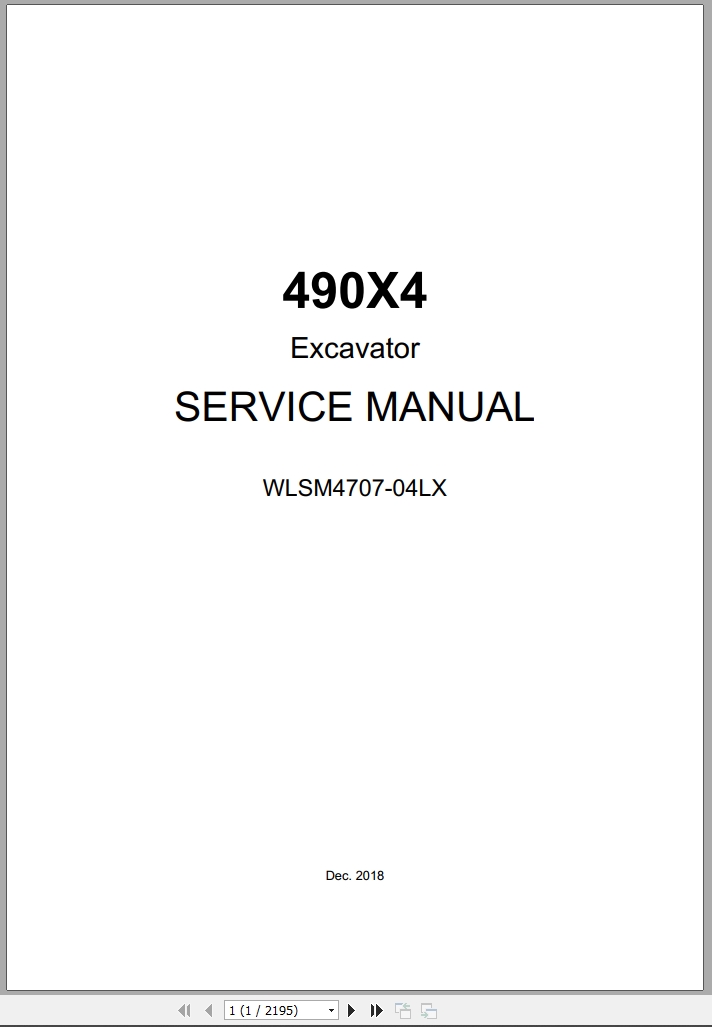 Link Belt Excavator 490X4 Service Manual Hydraulic And Electrical Schematic (1)