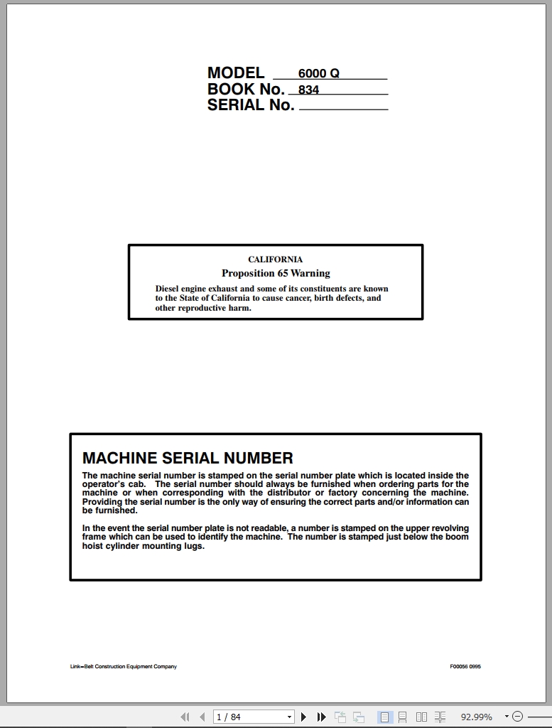 Link Belt Excavator 6000Q Operator Manual (1)