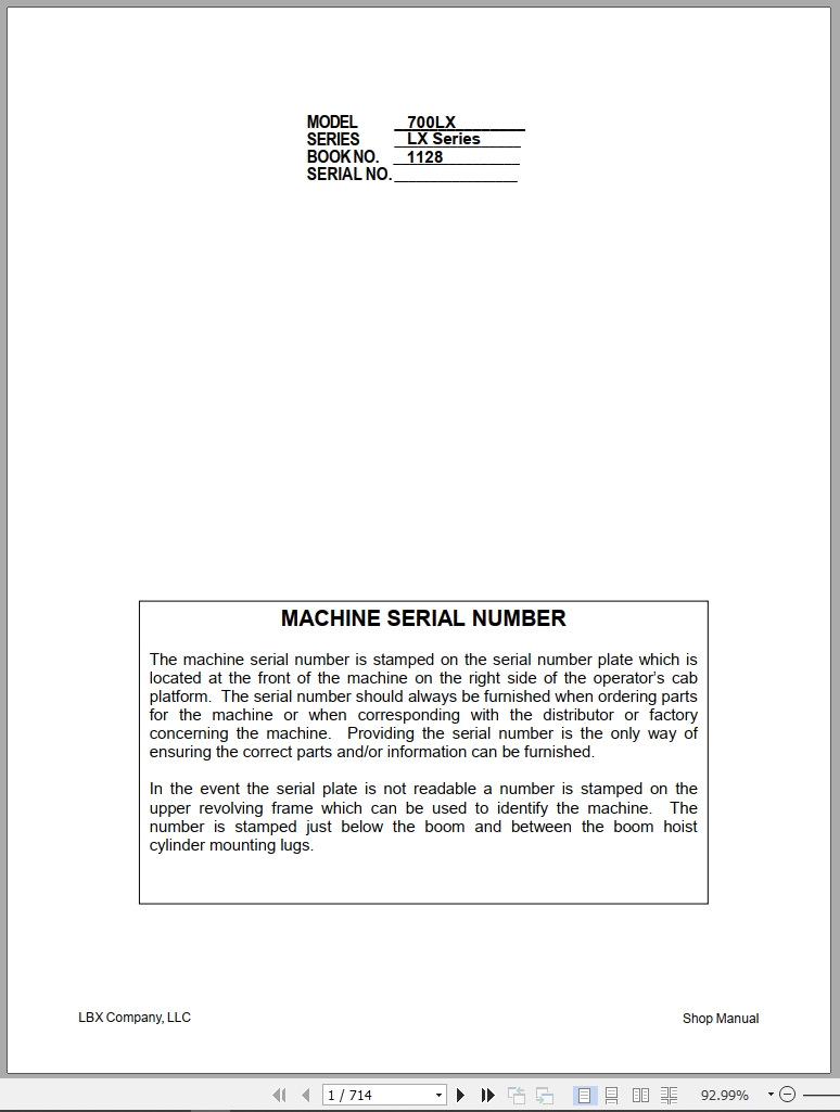 Link Belt Excavator 700LX Shop Manual 1128 2006 (1)