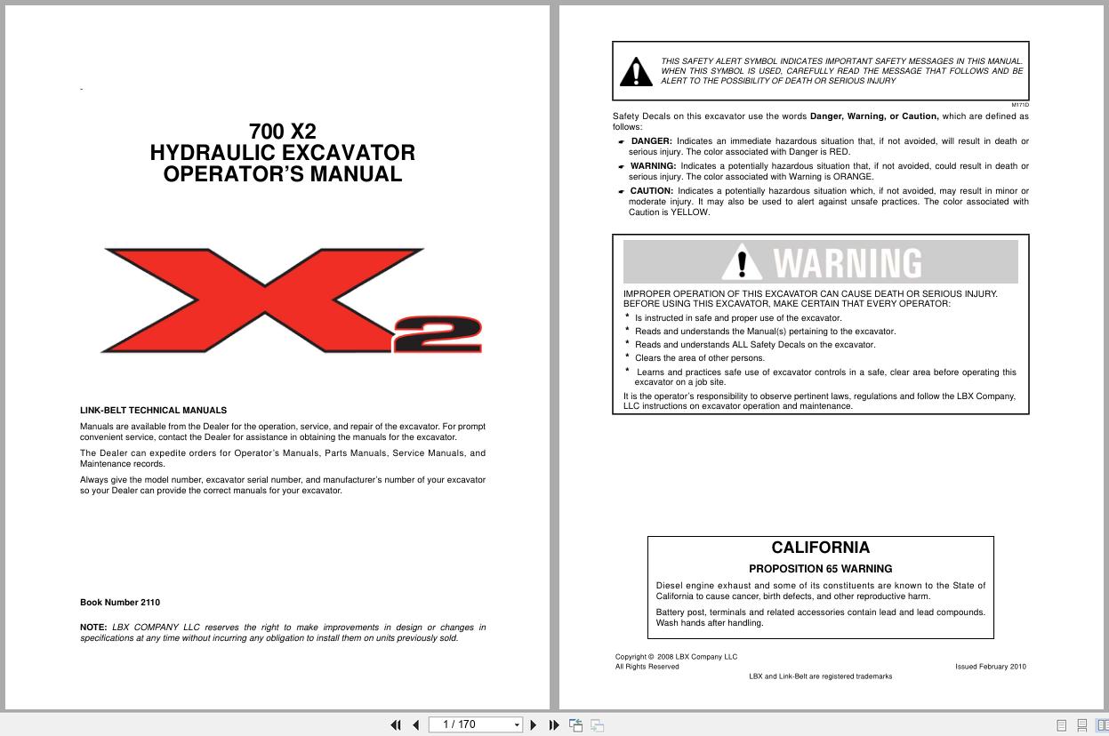 Link Belt Excavator 700X2 Operator Manual (1)