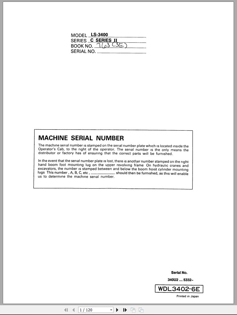 Link Belt Excavator LS 3400CII Operator Manual (1)