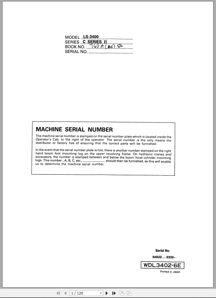 Link Belt Excavator LS 3400CII Operator Manual (2)