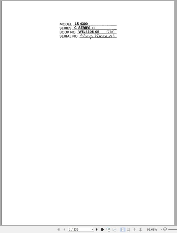 Link Belt Excavator LS 4300CII Shop Manual (1) Link Belt Excavator Ls 4300Cii Shop Manual (1)