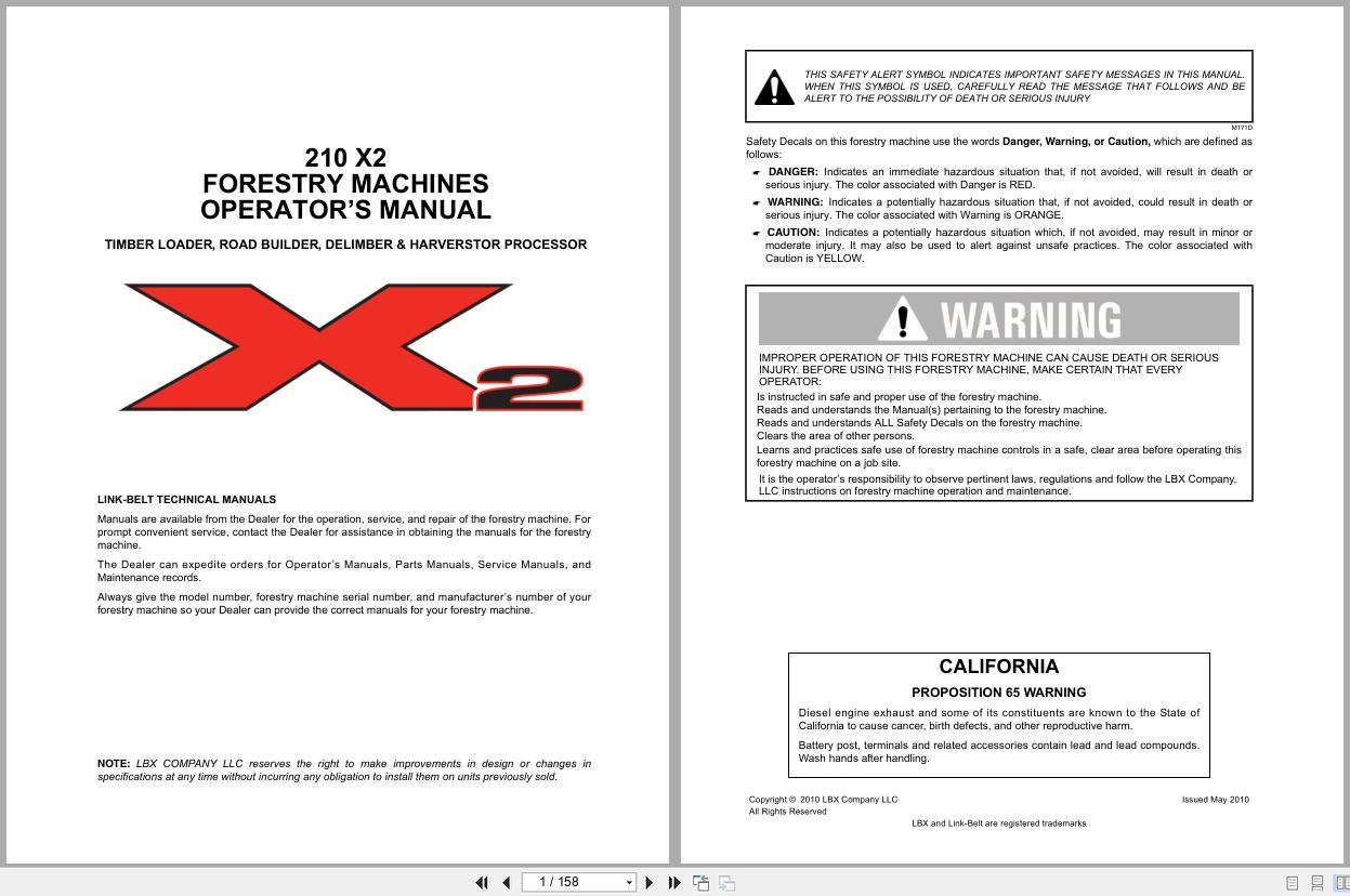 Link Belt Forestry Machine 210X2 Operator Manual 2010 (1)