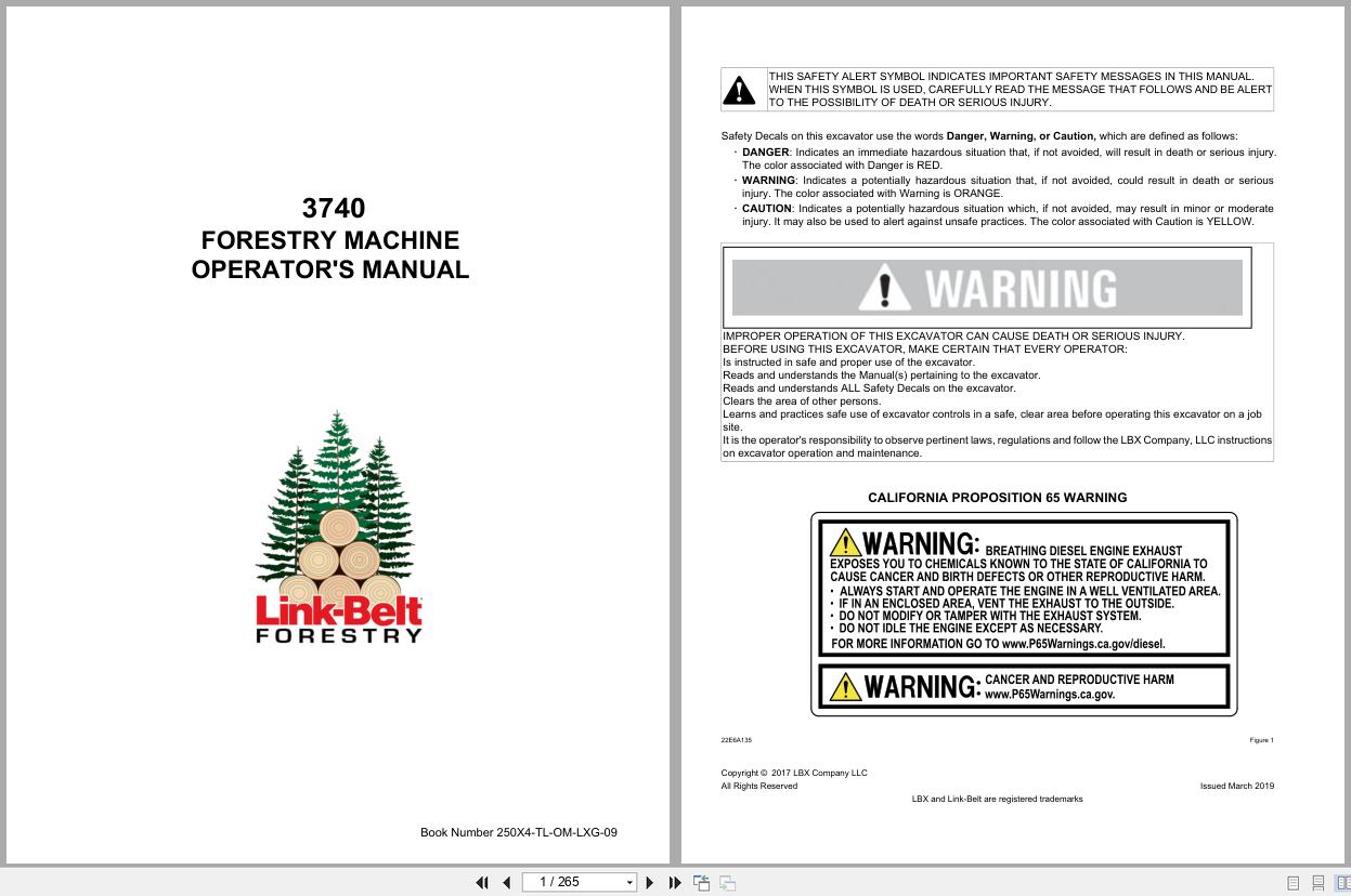 Link Belt Forestry Machine 3740 Operator Manual 250X4 TL OM LXG 09 2019 (1)