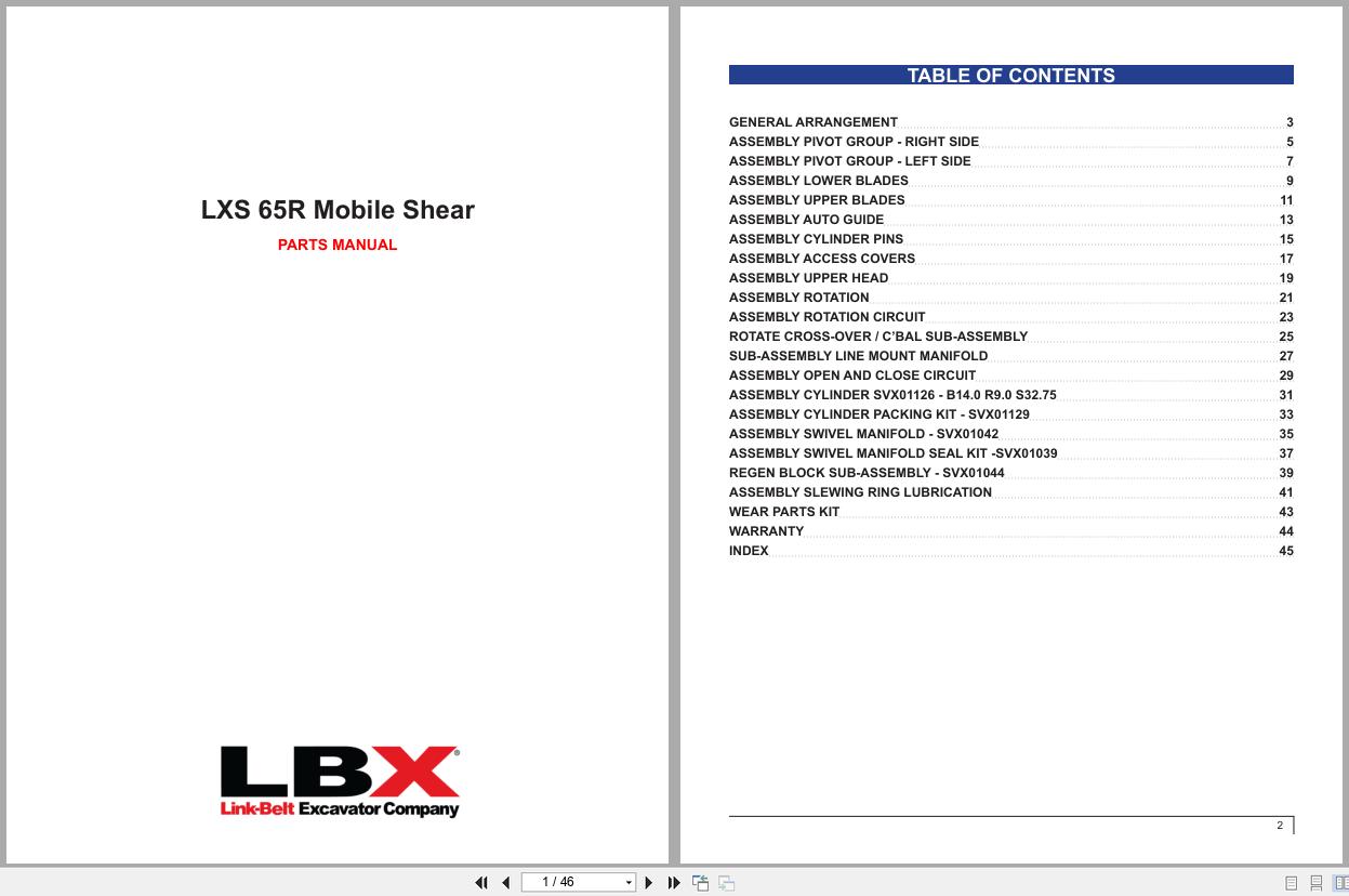 Link Belt Mobile Shear LXS 65R Parts Manual (1)