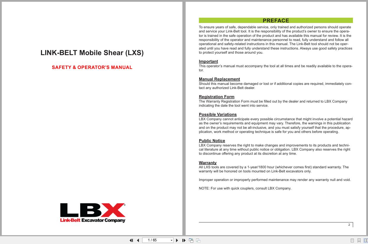 Link Belt Mobile Shear LXS Safety And Operator Manual (1)