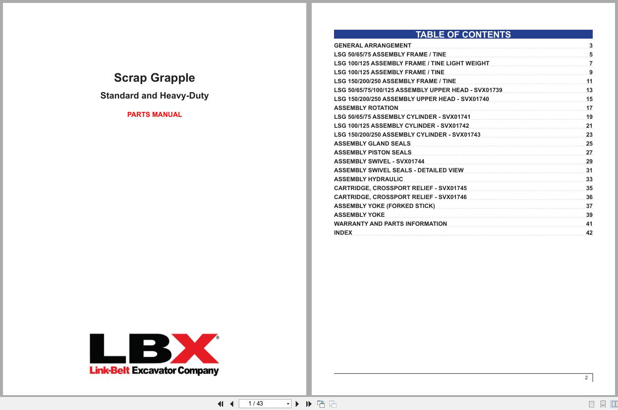 Link Belt Scrap Grapple Standard and Heavy Duty Parts Manual (1)