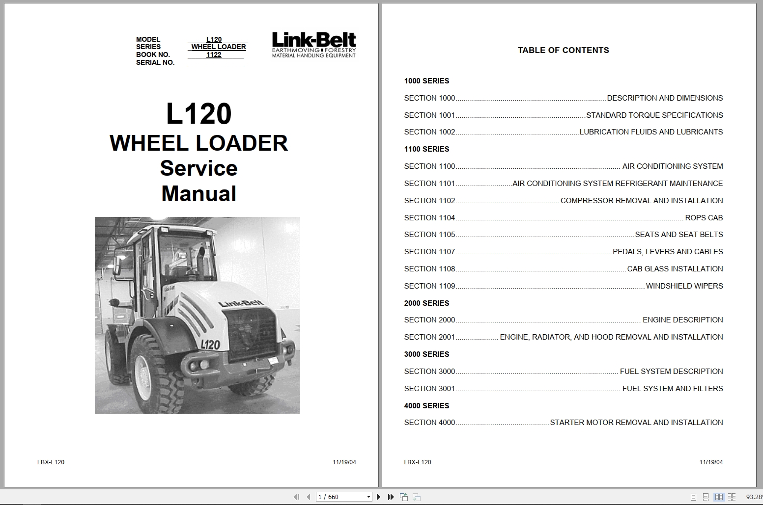 Link Belt Wheel Loader L120 Service Manual Electrical Schematic (1)