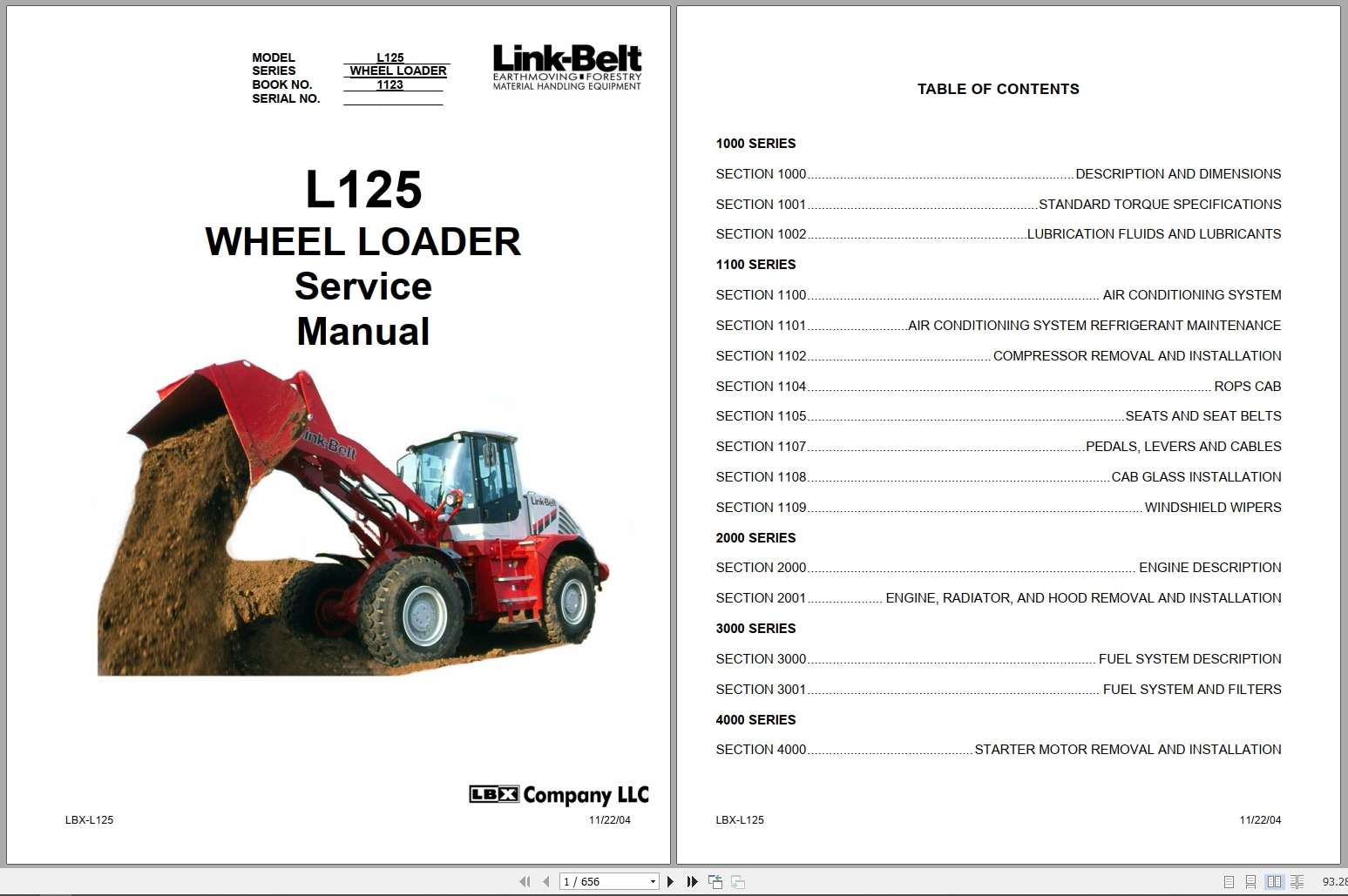 Link Belt Wheel Loader L125 Service Manual Electrical Schematic (1)