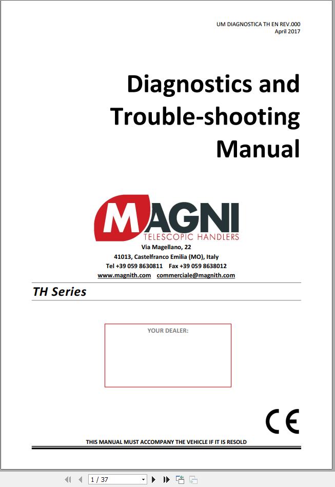 Magni Telescopic Handler TH Series Diagnostics and Trouble shooting Manual 1