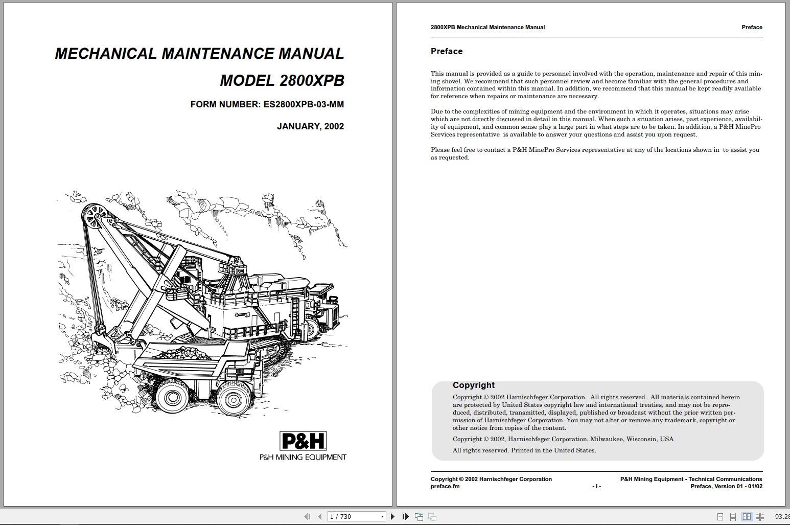 P&H Electric Shovel 2800XPB Mechanical Maintenance Manual 2002 (1)