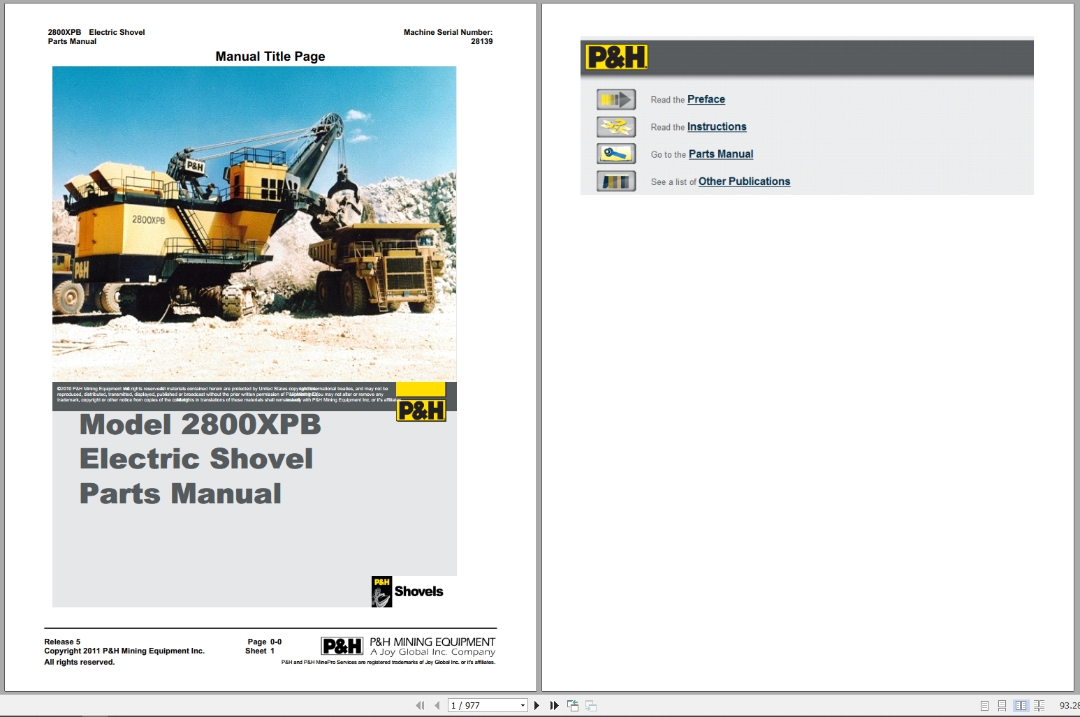 P&H Electric Shovel 2800XPB Parts Manual (1)