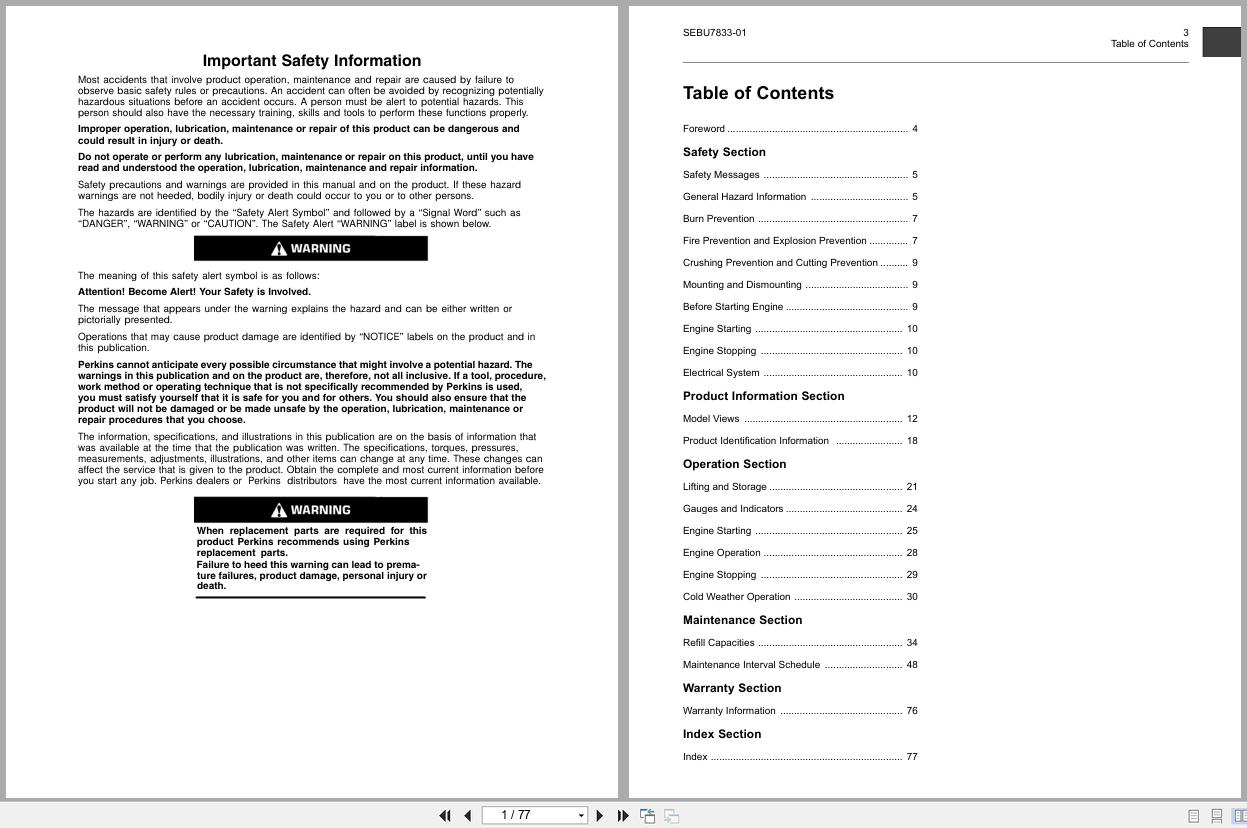 Perkins Engine 1103 1104 Operation And Maintenance Manual SEBU7833 01 2008 EN (1)