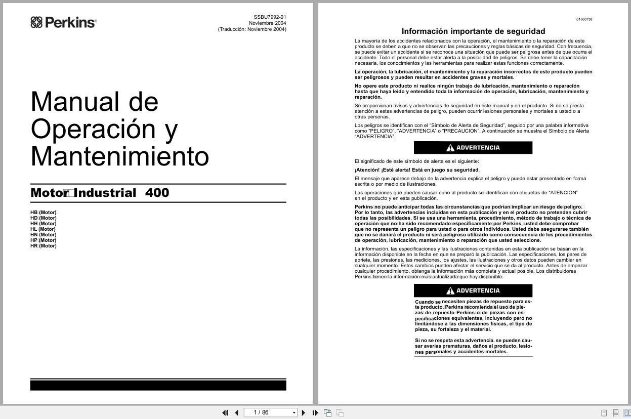 Perkins Engine 400 Series Operation And Maintenance Manual SSBU7992 01 2004 ES (1)
