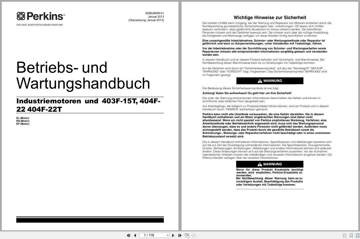 Perkins Engine 403F 15T 404F 22 404F 22T Operation And Maintenance Manual SGBU8609 01 2013 DE (1)