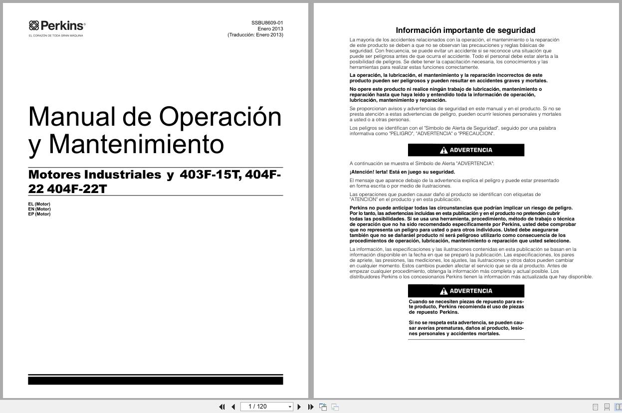 Perkins Engine 403F 15T 404F 22 404F 22T Operation And Maintenance Manual SSBU8609 01 2013 ES (1)