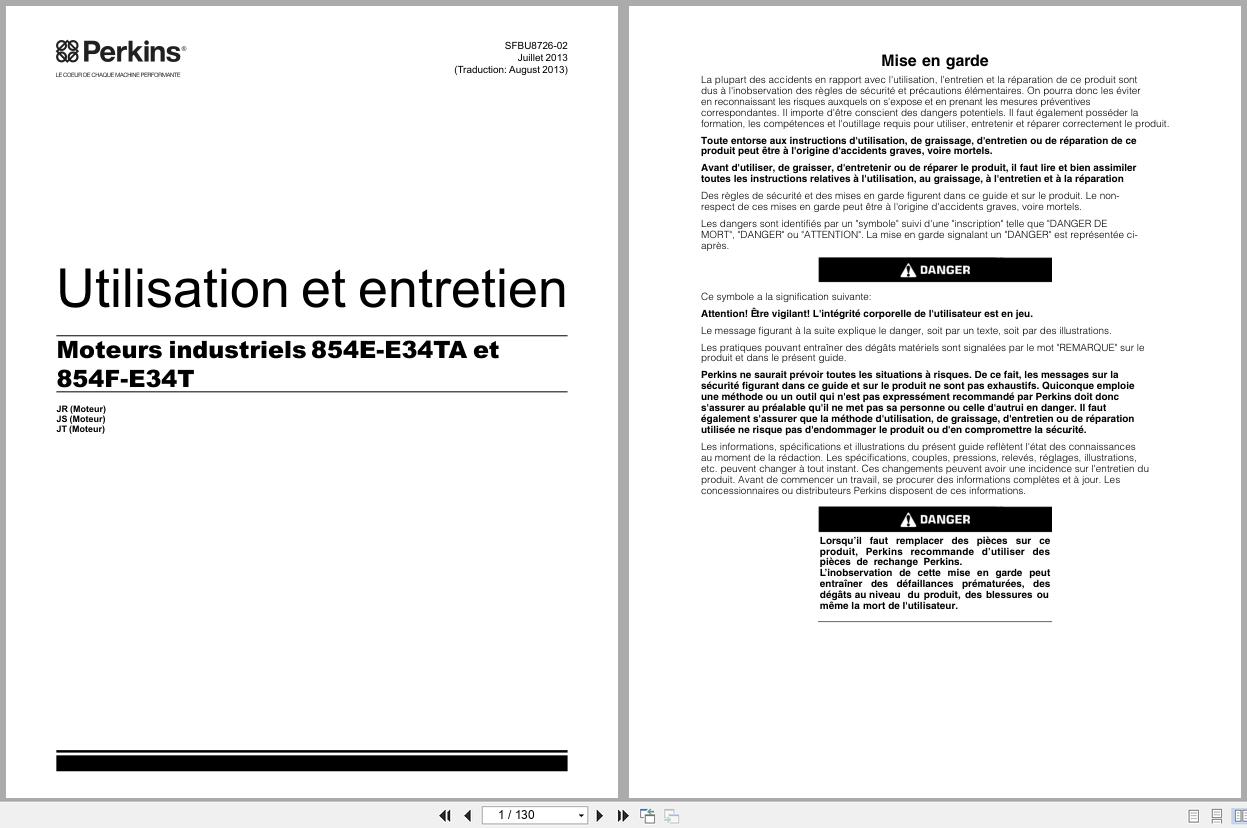 Perkins Engine 854E E34TA 854F E34T Operation And Maintenance Manual SFBU8726 02 2013 FR (1)