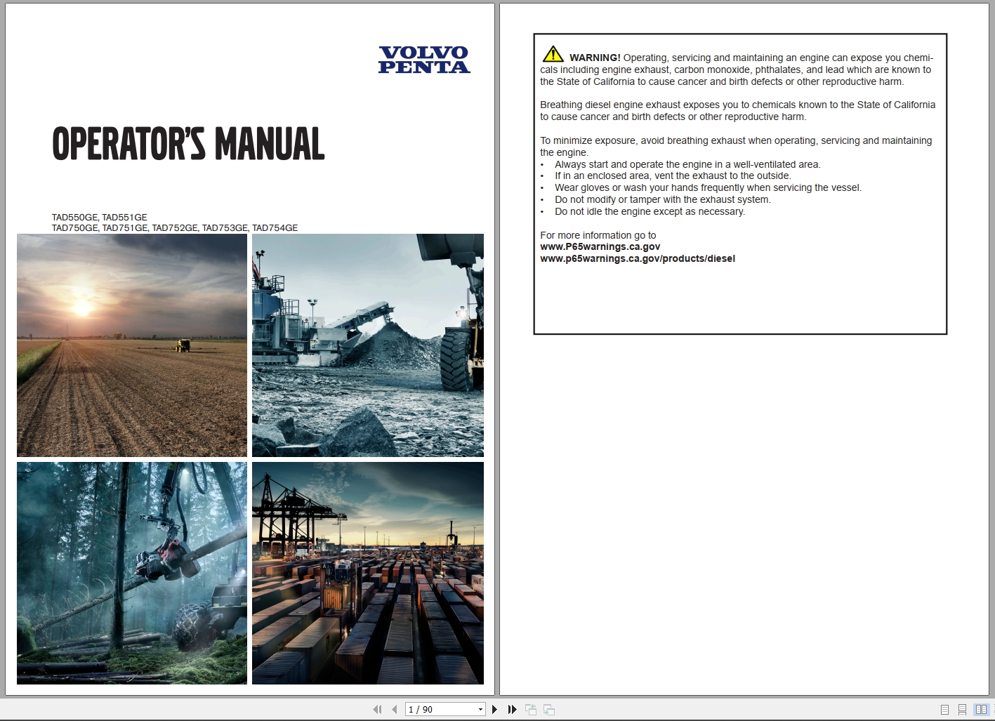 Volvo Penta Engine TAD550GE To TAD754GE Operators Manual 47711096 2018 (1)