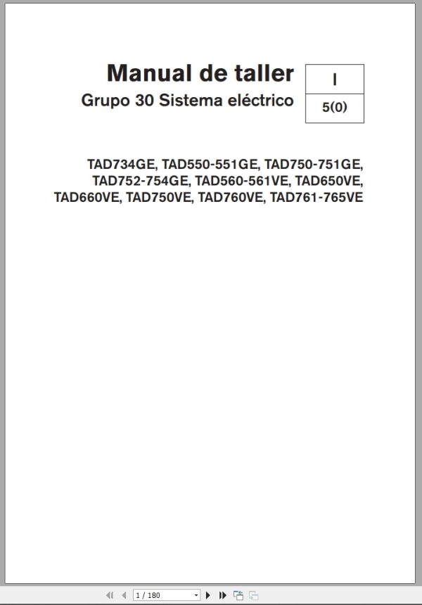Volvo Penta Engine TAD550GE To TAD762VE Workshop Manual Electrical System 47702491 2012 (1)