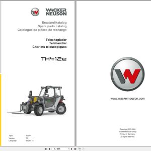 Wacker Neuson Telehandler TH412E T02 01 Spare Parts Catalog 03.2024 DE EN FR (1)