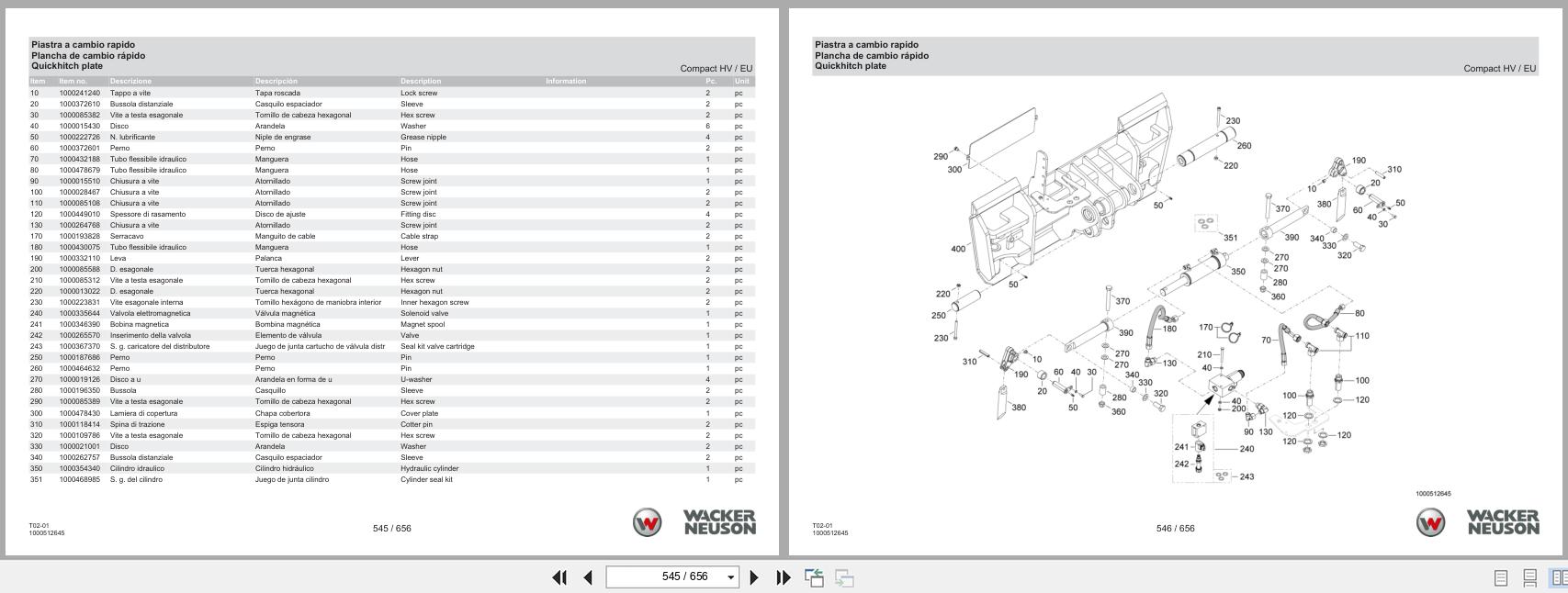 Wacker Neuson Telehandler TH412E T02 01 Spare Parts Catalog 03.2024 IT ES EN (2)