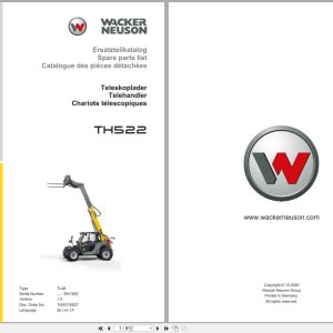 Wacker Neuson Telehandler TH522 TL48 Spare Parts List 1000316527 10.2020 DE EN FR (1)
