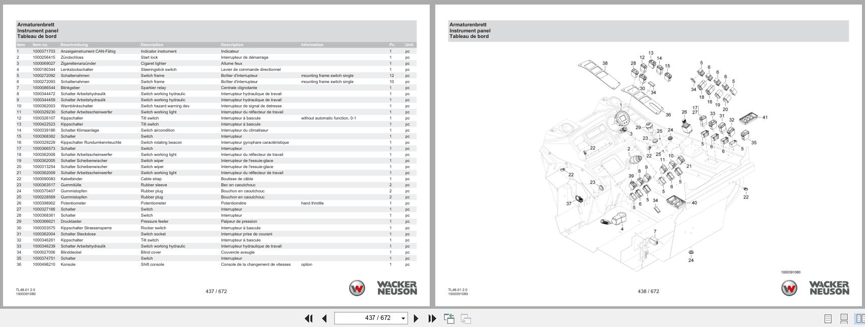 Wacker Neuson Telehandler TH522 USA TL48 01 2.0 Spare Parts Catalog 08.2024 DE EN FR (2)