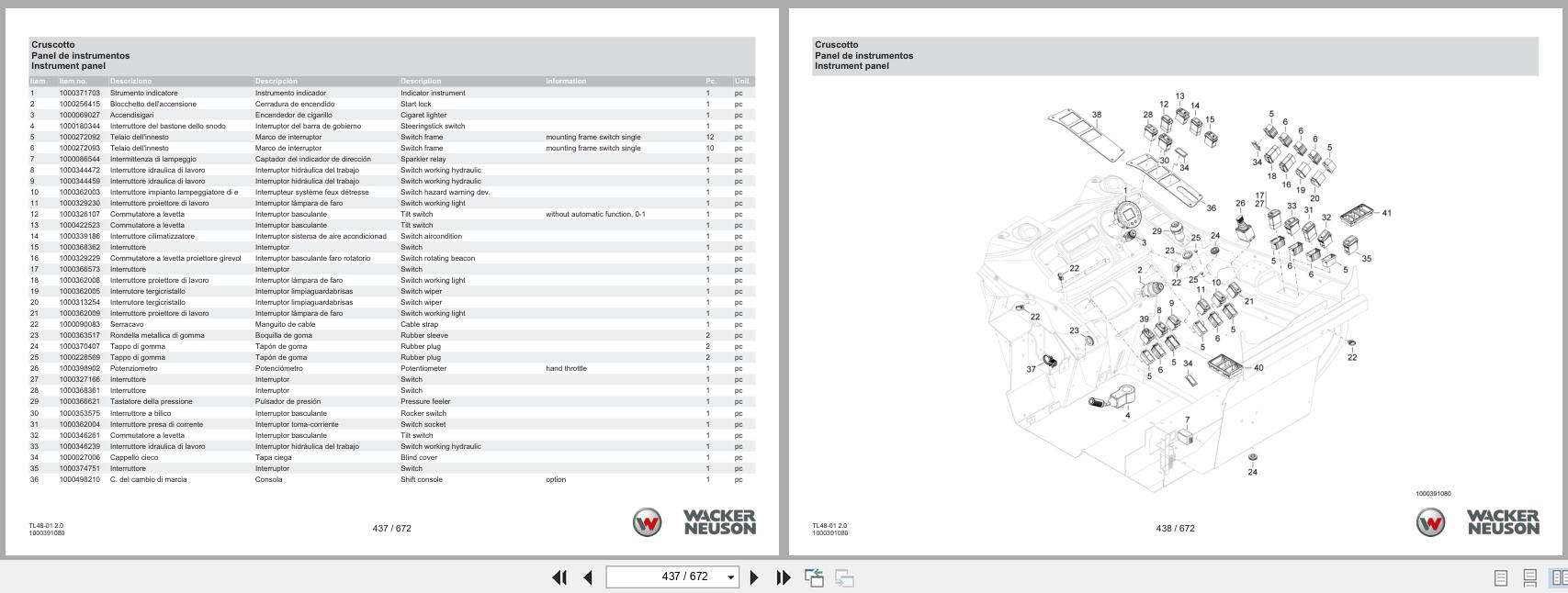 Wacker Neuson Telehandler TH522 USA TL48 01 2.0 Spare Parts Catalog 08.2024 IT ES EN (2)