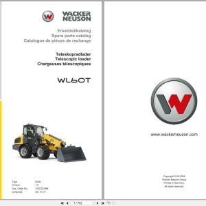 Wacker Neuson Telescopic Loader WL60T RL60 Spare Parts Catalog 1000323548 09.2024 DE EN FR (1)