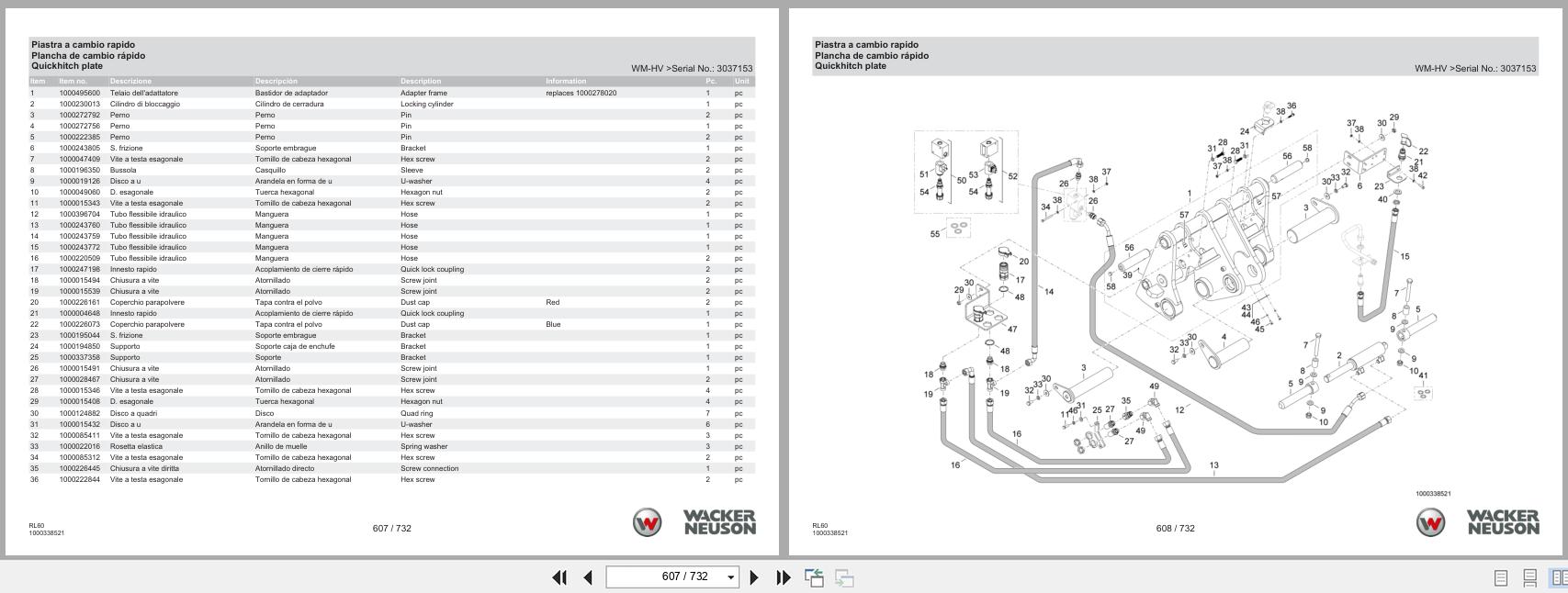 Wacker Neuson Telescopic Loader WL60T RL60 Spare Parts Catalog 1000327162 09.2024 IT ES EN (2)