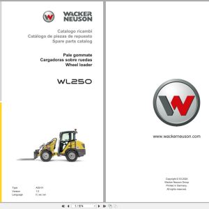 Wacker Neuson Wheel Loader WL250 A02 01 Spare Parts Catalog 03.2024 IT ES EN (1)