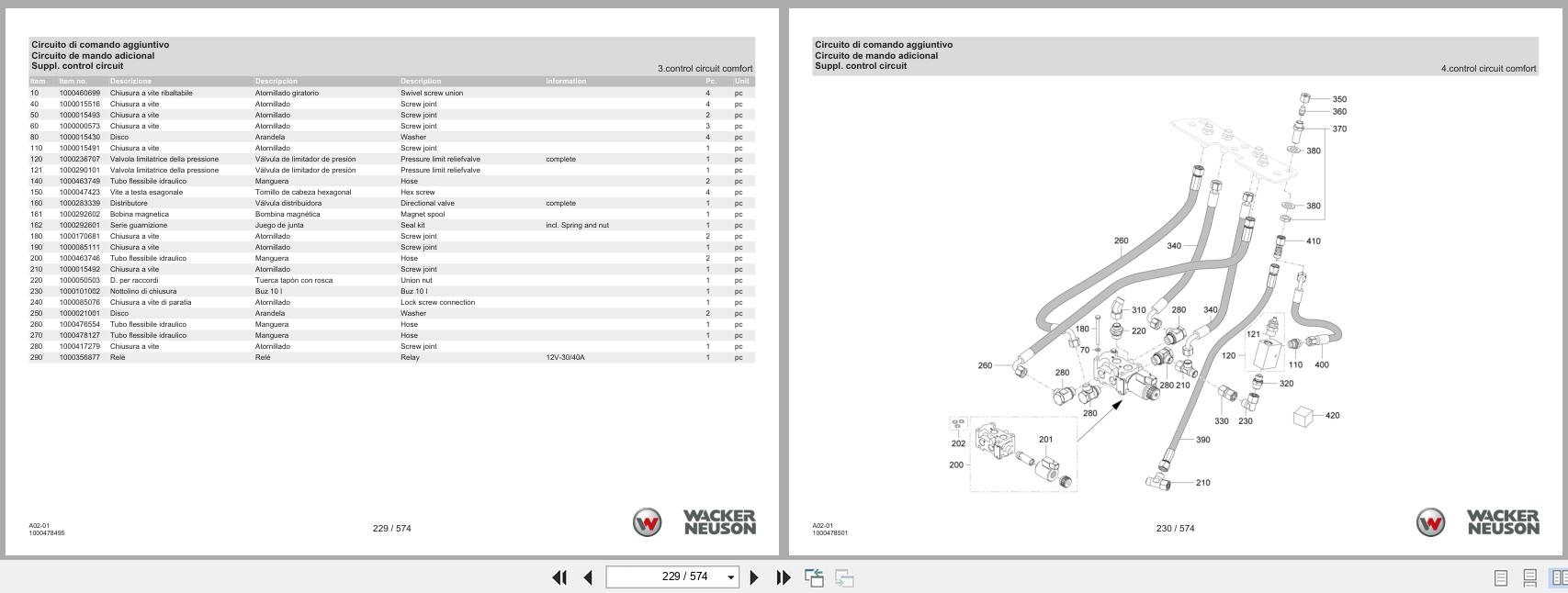 Wacker Neuson Wheel Loader WL250 A02 01 Spare Parts Catalog 03.2024 IT ES EN (2)