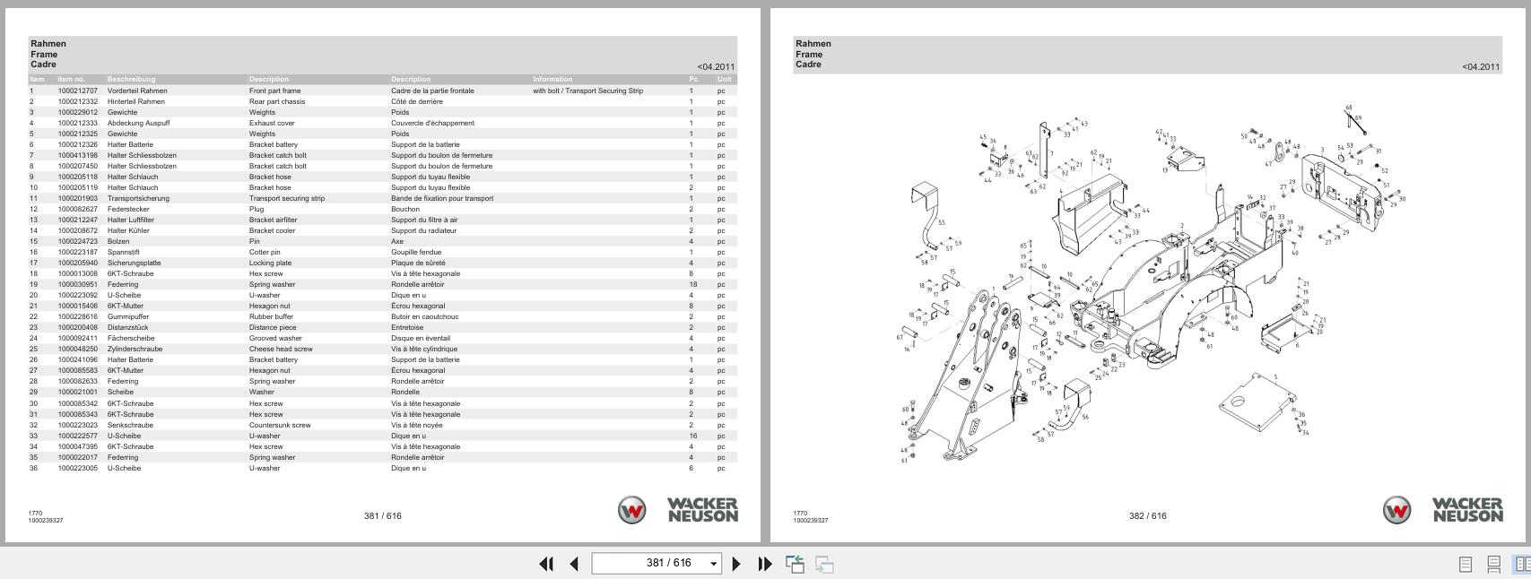 Wacker Neuson Wheel Loader WL30 1770 Spare Parts Catalog 1000304170 08.2024 DE EN FR (2)