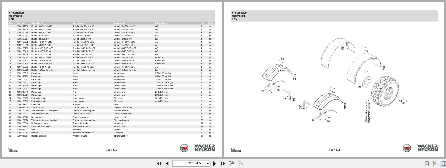 Wacker Neuson Wheel Loader WL30 1770 Spare Parts Catalog 2024 IT ES EN (2)
