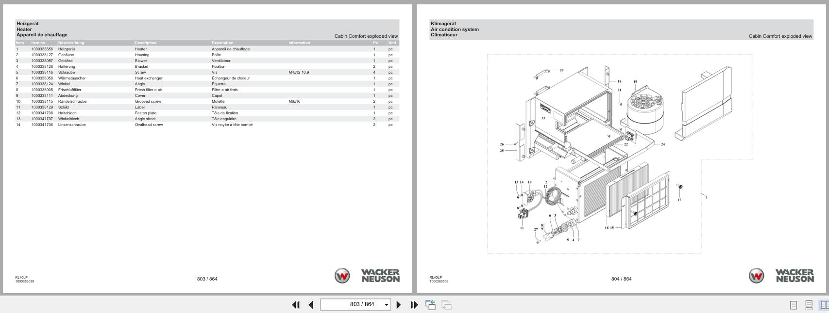 Wacker Neuson Wheel Loader WL34 RL40LP Spare Parts Catalog 08.2024 DE EN FR (2)