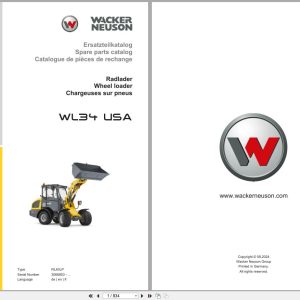 Wacker Neuson Wheel Loader WL34 USA RL40LP Spare Parts Catalog 08.2024 DE EN FR (1)