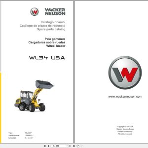 Wacker Neuson Wheel Loader WL34 USA RL40LP Spare Parts Catalog 08.2024 IT ES EN (1)