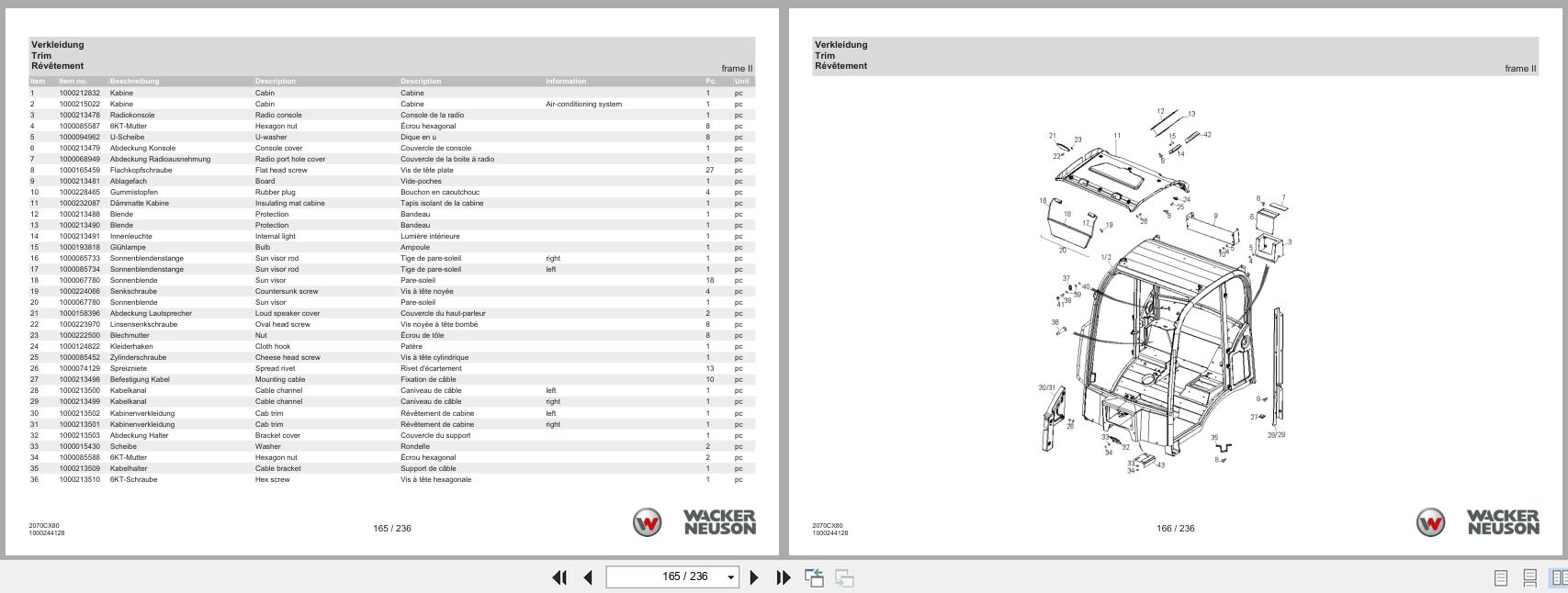 Wacker Neuson Wheel Loader WL37 2070CX80 Spare Parts Catalog 02.2019 DE EN FR (2)