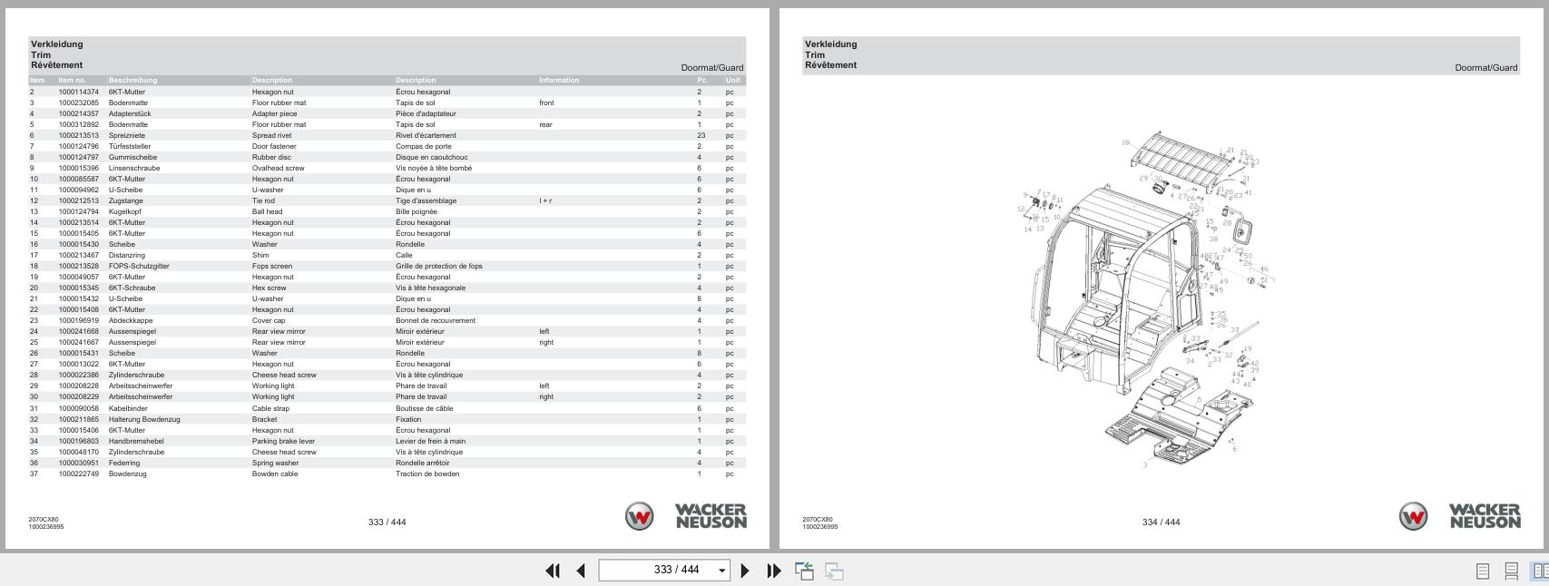 Wacker Neuson Wheel Loader WL37 2070CX80 Spare Parts Catalog 1000304181 08.2024 DE EN FR (2)