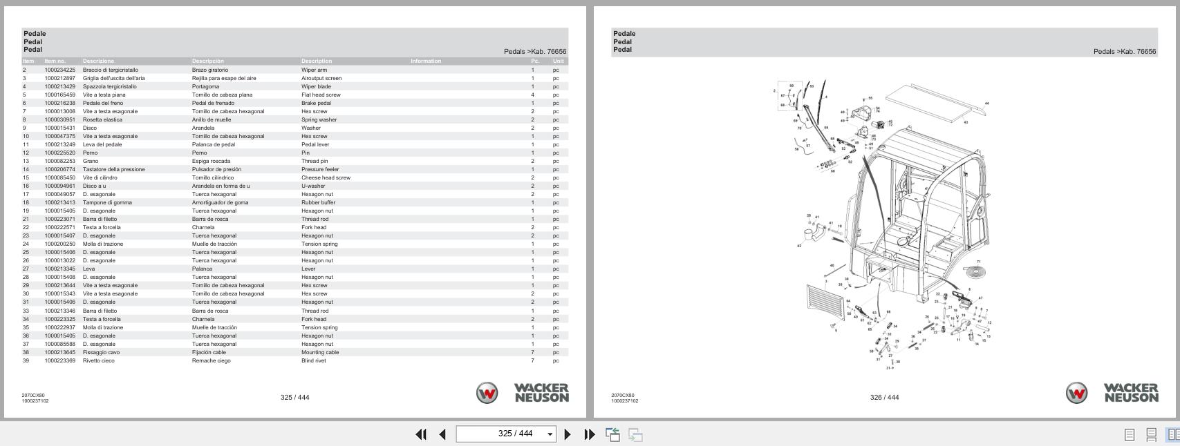 Wacker Neuson Wheel Loader WL37 2070CX80 Spare Parts Catalog 1000322686 01.2024 IT ES EN (2)