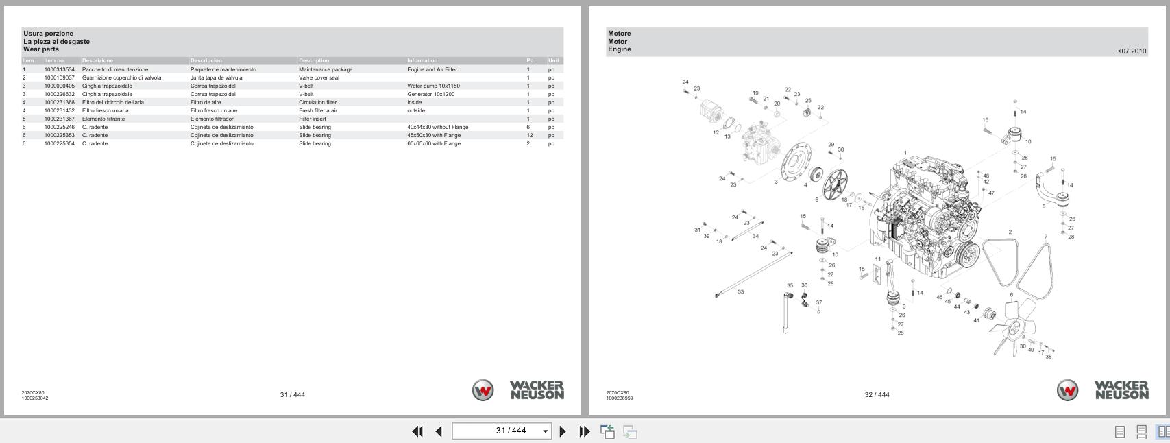 Wacker Neuson Wheel Loader WL37 2070CX80 Spare Parts Catalog 1000322686 08.2024 IT ES EN (2)