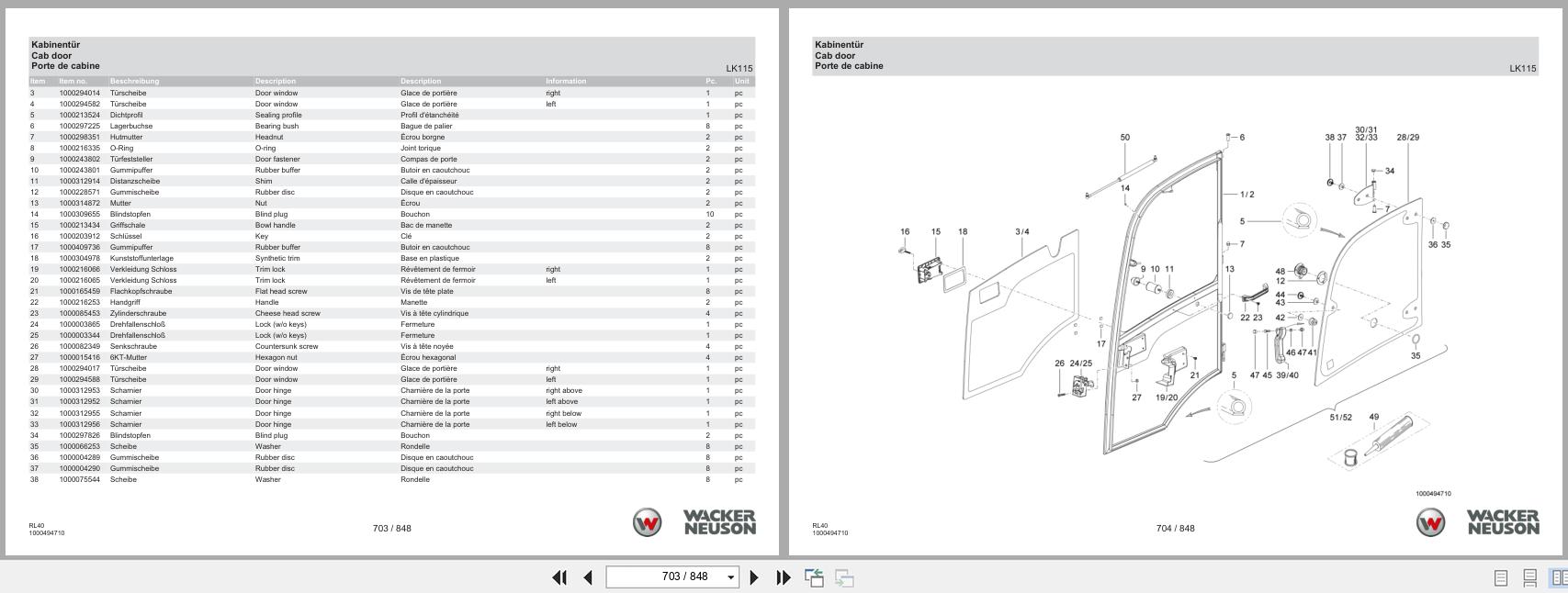 Wacker Neuson Wheel Loader WL38 Stage V RL40 Spare Parts Catalog 08.2024 DE EN FR (2)